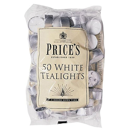 Prices Patent Candles 4 X Pack of 50 White Tealights Bag