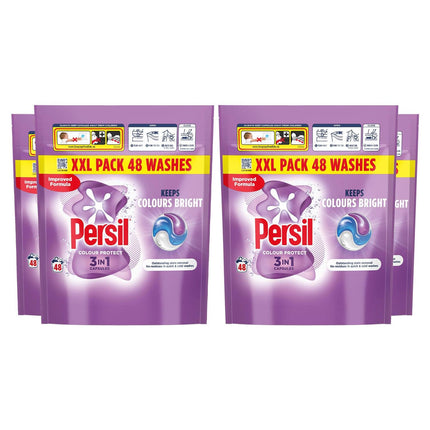 Persil XL 3-in-1 Washing Capsules Outstanding Stain Removal with No Residues Even in Quick and Cold Washes 7 Days of Lasting Freshness Washing Pods 48 Washes (Buy 4, Colour Protect)