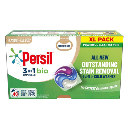 Persil 3-In-1 Washing Capsules, Bio, 40 Washes (Buy 2)