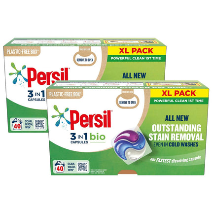 Persil 3-In-1 Washing Capsules, Bio, 40 Washes (Buy 2)