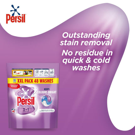 Persil XL 3-in-1 Washing Capsules Outstanding Stain Removal with No Residues Even in Quick and Cold Washes 7 Days of Lasting Freshness Washing Pods 48 Washes (Buy 2, Colour Protect)