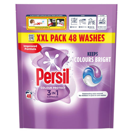 Persil XL 3-in-1 Washing Capsules Outstanding Stain Removal with No Residues Even in Quick and Cold Washes 7 Days of Lasting Freshness Washing Pods 48 Washes (Buy 2, Colour Protect)