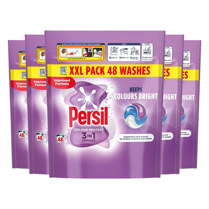 Persil XL 3-in-1 Washing Capsules Outstanding Stain Removal with No Residues Even in Quick and Cold Washes 7 Days of Lasting Freshness Washing Pods 48 Washes (Buy 5, Colour Protect)