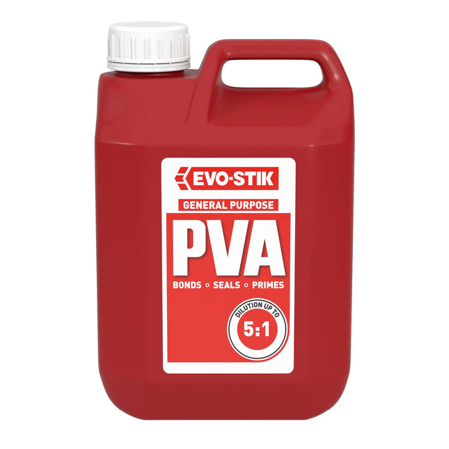 EVO-STIK General Purpose PVA, Adhesive, Primer, Sealer and Dustproofer, For Interior Use, Colour: White, Size: 5L