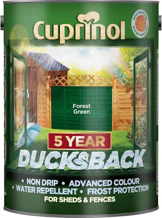Ducksback Shed & Fence Paint 5 Year ProtectionCuprinol Forest Green 9L