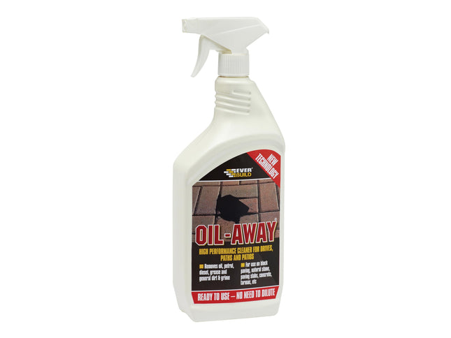 Everbuild Oil Away – Ready To Use – Remover For Hard Surfaces – Spray Bottle – Green/Yellow – 1 Litre