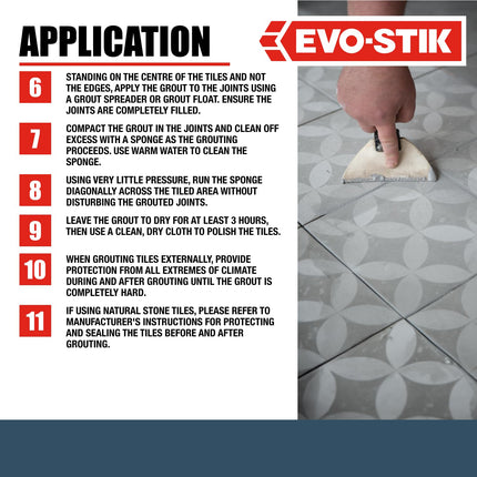 EVO-STIK Floor Tile Grout, Fast Setting Grey - 5kg - For Wood and Concrete Floors - Waterproof - For Interior and Exterior Use
