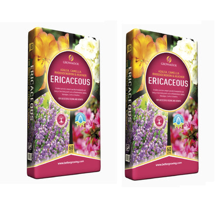 2 x FOR SUCCESSFUL FEEDING GROWMOOR ERICACEOUS COMPOST 60L