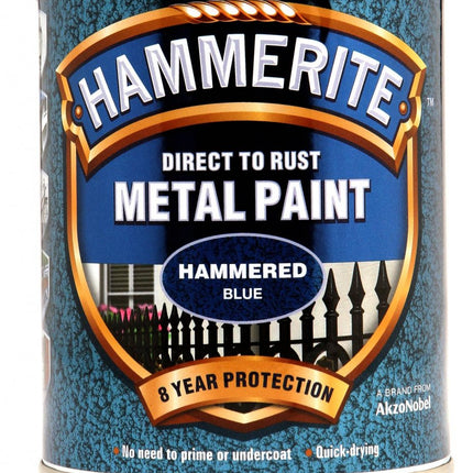 Hammerite Metal Paint Hammered 750ml Blue by Hammerite