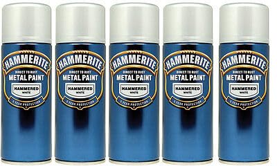 5x Hammered White Metal Spray Paint 400ml Aerosol