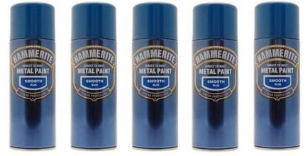 5x Hammerite Smooth Blue Metal Spray Paint 400ml