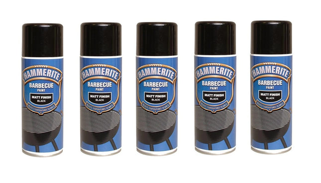 5x BBQ Spray Paint Matt Black 400ml Aerosol