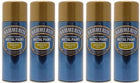 5x Hammerite Smooth Gold Metal Spray Paint 400ml x5 Aerosol Tins