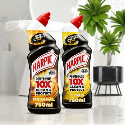 Harpic Powerplus Toilet Cleaning Gel, Original Scent, Pack 12 x 750 ml, Removes Limescale, Kills 99.9% of Bacteria, Powerful Deep Clean Toilet Cleaner, toilet freshener