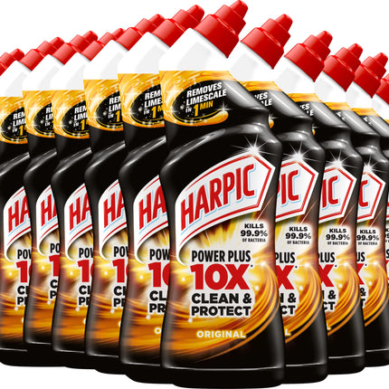 Harpic Powerplus Toilet Cleaning Gel, Original Scent, Pack 12 x 750 ml, Removes Limescale, Kills 99.9% of Bacteria, Powerful Deep Clean Toilet Cleaner, toilet freshener