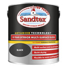 Sandtex 10 Year Multi surface Gloss Paint, Black, 2.5L
