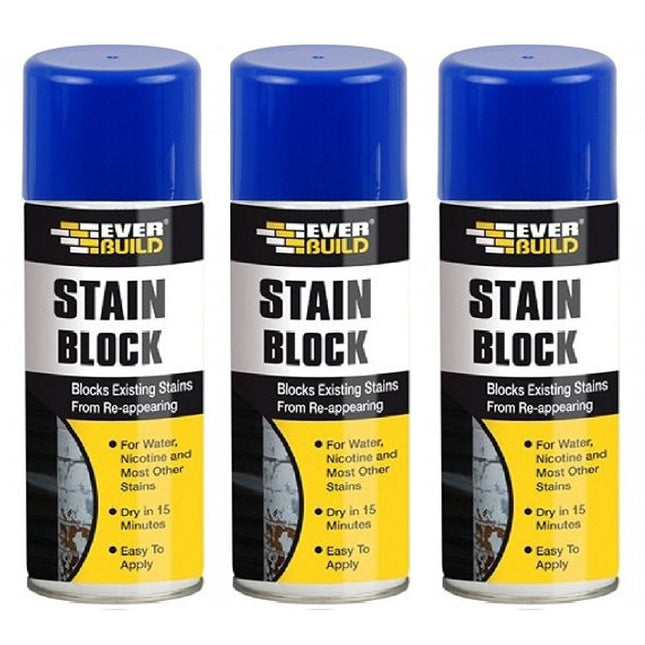 3 x Everbuild EVBSTAINSTP 400 ml Stain Block Spray