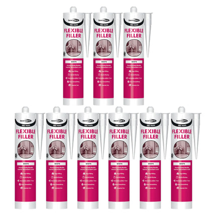Bond It DEC-MATE Flexible Decorators Caulk – 9x White, 285ml EU3 | Quick-Drying Interior Gap Filler for Cracks & Joints – Over-Paintable Within 1 Hour | Easy Smoothing Flexible Filler Sealant