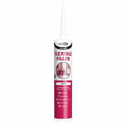 Bond It DEC-MATE Flexible Decorators Caulk – 9x White, 285ml EU3 | Quick-Drying Interior Gap Filler for Cracks & Joints – Over-Paintable Within 1 Hour | Easy Smoothing Flexible Filler Sealant