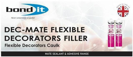 Bond It DEC-MATE Flexible Decorators Caulk – 3x White, 285ml EU3 | Quick-Drying Interior Gap Filler for Cracks & Joints – Over-Paintable Within 1 Hour | Easy Smoothing Flexible Filler Sealant