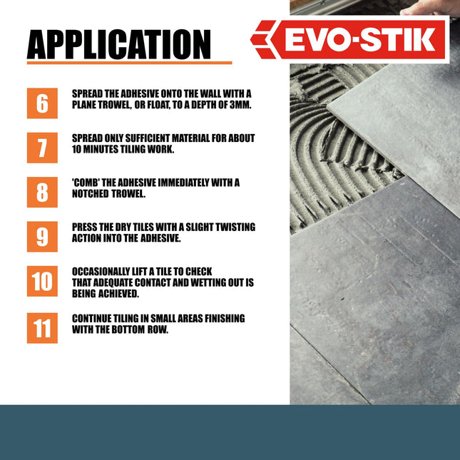 EVO-STIK Floor & Wall Tile Adhesive, for Wood, Concrete and Plaster, Waterproof, for Interior and Exterior Use, Colour: Grey, Size: 20kg