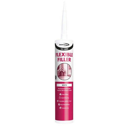 Bond It DEC-MATE Flexible Decorators Caulk – 3x White, 350ml EU4 | Quick-Drying Interior Gap Filler for Cracks & Joints – Over-Paintable Within 1 Hour | Easy Smoothing Flexible Filler Sealant