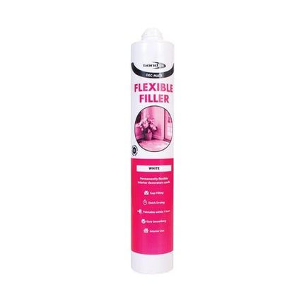Bond It DEC-MATE Flexible Decorators Caulk – 3x White, 350ml EU4 | Quick-Drying Interior Gap Filler for Cracks & Joints – Over-Paintable Within 1 Hour | Easy Smoothing Flexible Filler Sealant