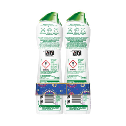 Cif Original Multipurpose Surface Cleaner Cream for Kitchen & Bathroom, Ocean Breeze Scent, 100% Dirt Removal with Natural Cleaning Particles, 2x500ml