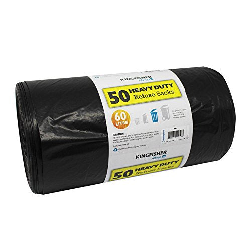 Kingfisher BB2 60 Litre Heavy Duty Dustbin Bin Bag Liners/Refuse Sacks black (2 x 50 Bags)