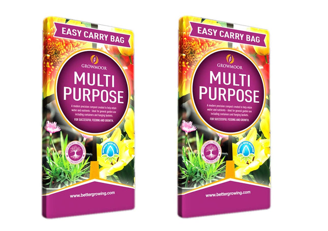 GROWMOOR 10 Litre Multi Purpose Enhanced Compost Bag with Added Nutrients (2 Bags)