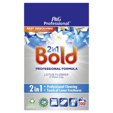Bold 2-in-1 Washing Powder Laundry Detergent, 100 Washes (6kg), Stain Remover for Clothes, Lotus Flower & Water Lily Scent, Brilliant Cleaning with Built-In Lenor Freshness