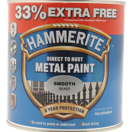 Hammerite 5158234 750ml Metal Paint - Smooth Silver