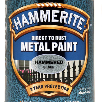 New 2015 Hammerite Hammered Direct to Rust Metal Paint Silver 750Ml