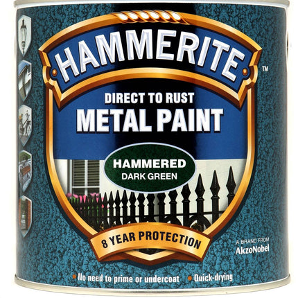 New 2015 Hammerite Hammered Direct to Rust Metal Paint Dark Green 2.5L