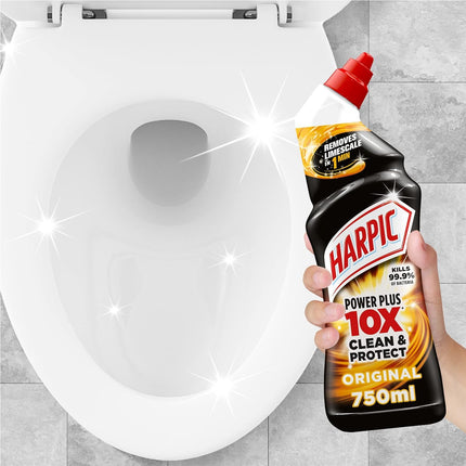 Harrpic Power Plus 10xStrength, Toilet Cleaner Bleach Effective Germ Kill - Box Of 12x750ml
