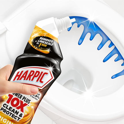 Harrpic Power Plus 10xStrength, Toilet Cleaner Bleach Effective Germ Kill - Box Of 12x750ml