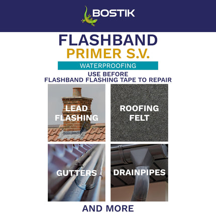 Bostik Flashband Primer S.V. for Roofs, Primer for Flashing Tape, Improves Grab and Adhesion, Colour: Black, Size: 1L