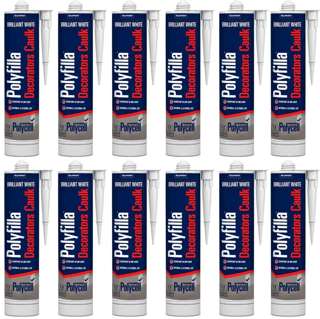 12 x Polycell Trade Decorators Caulk White Cartridge - 380ml