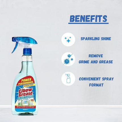 151 Products 3 x 500ml Elbow Grease Glass Cleaner With Vinegar Super Shine Streak Free Cleaning
