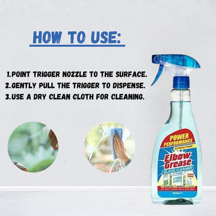151 Products 3 x 500ml Elbow Grease Glass Cleaner With Vinegar Super Shine Streak Free Cleaning