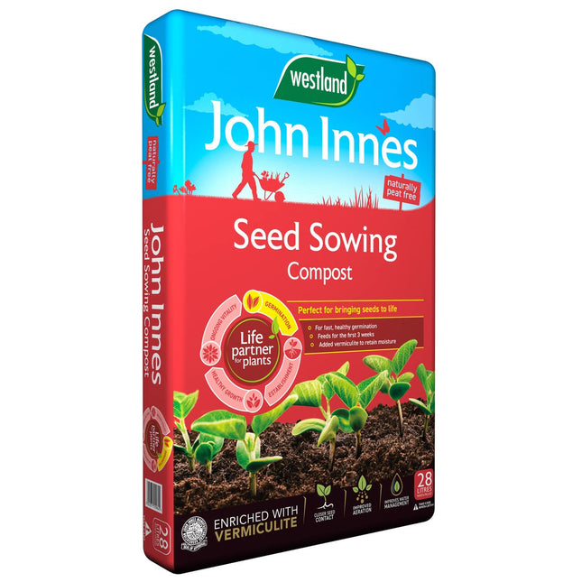 Westland John Innes Seed Sowing Compost 28L Bag - Peat Free Potting Mix for Outdoor & Indoor Plants, Vegetables, Seedlings. Enriched With Vermiculite