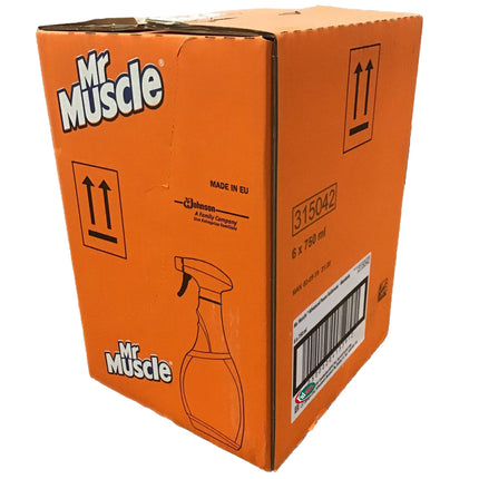 Mr Muscle Bathroom Spray Cleaner Advanced Bathroom Cleaner for Soap, Scum & Grime, Limescale Remover, Descaler, Antibacterial, Toilet, Shower, Sink, Bath 750ml Bulk Buy of 6