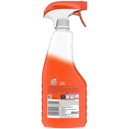 Mr Muscle Bathroom Spray Cleaner Advanced Bathroom Cleaner for Soap, Scum & Grime, Limescale Remover, Descaler, Antibacterial, Toilet, Shower, Sink, Bath 750ml Bulk Buy of 6