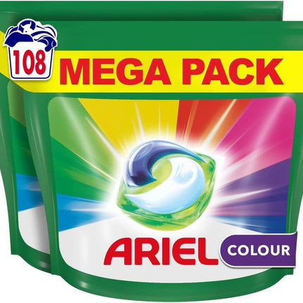 Ariel All-in-1 PODS Washing Liquid Laundry Detergent Tablets/Capsules, 108 Washes (54 x 2), Colour, Brilliant Cleaning In A Cold Wash, Protects Colours