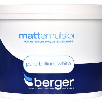 Berger Brilliant White Vinyl Matt Paint- 10L Litre
