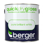 Berger 5090640 Quick Dry Gloss 2.5L Brilliant White, Various, 2.5 l (Pack of 1)
