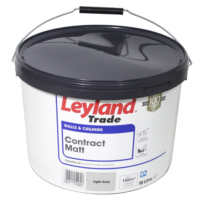 Leyland Trade Contract Matt Emulsion Paint Light Grey 10L