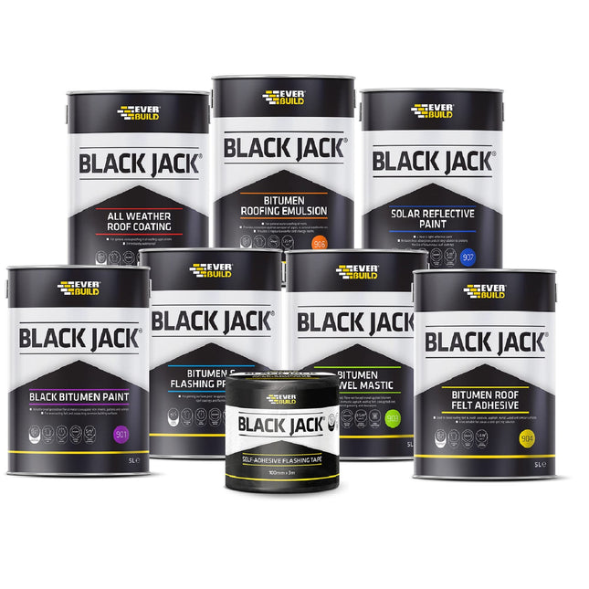 Everbuild Black Jack 906 Bitumen Roofing Emulsion – Waterproofer for Roofs – Black – 5 Litre