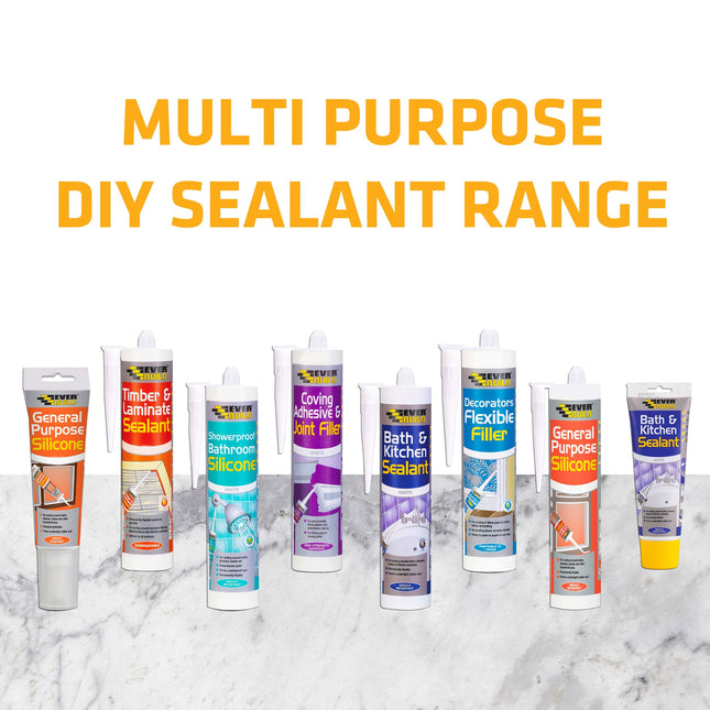 Everbuild Bath and Kitchen Acrylic Sealant – Anti Mould Formulation – White – 290ml cartridge
