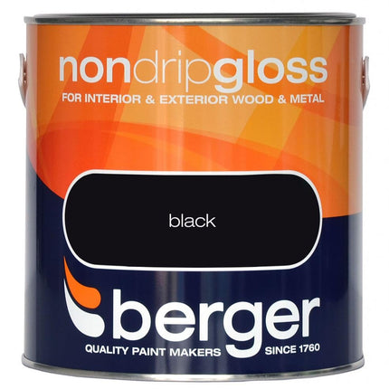 Berger Non Drip Gloss Black Paint- 2.5L litres